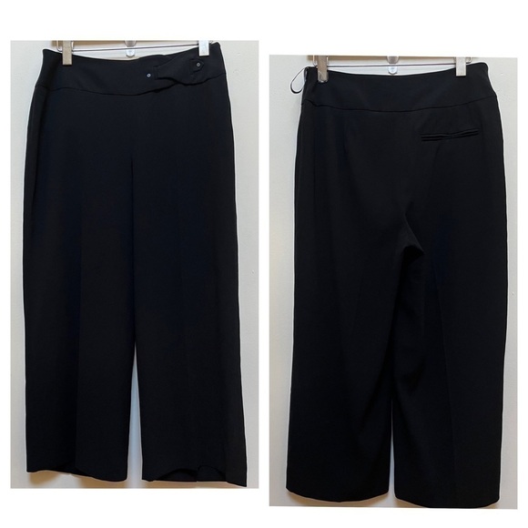 Karen Millen Black Wide Leg Side Zipper Pocket Work Pant Size 8 (M) - Picture 1 of 8